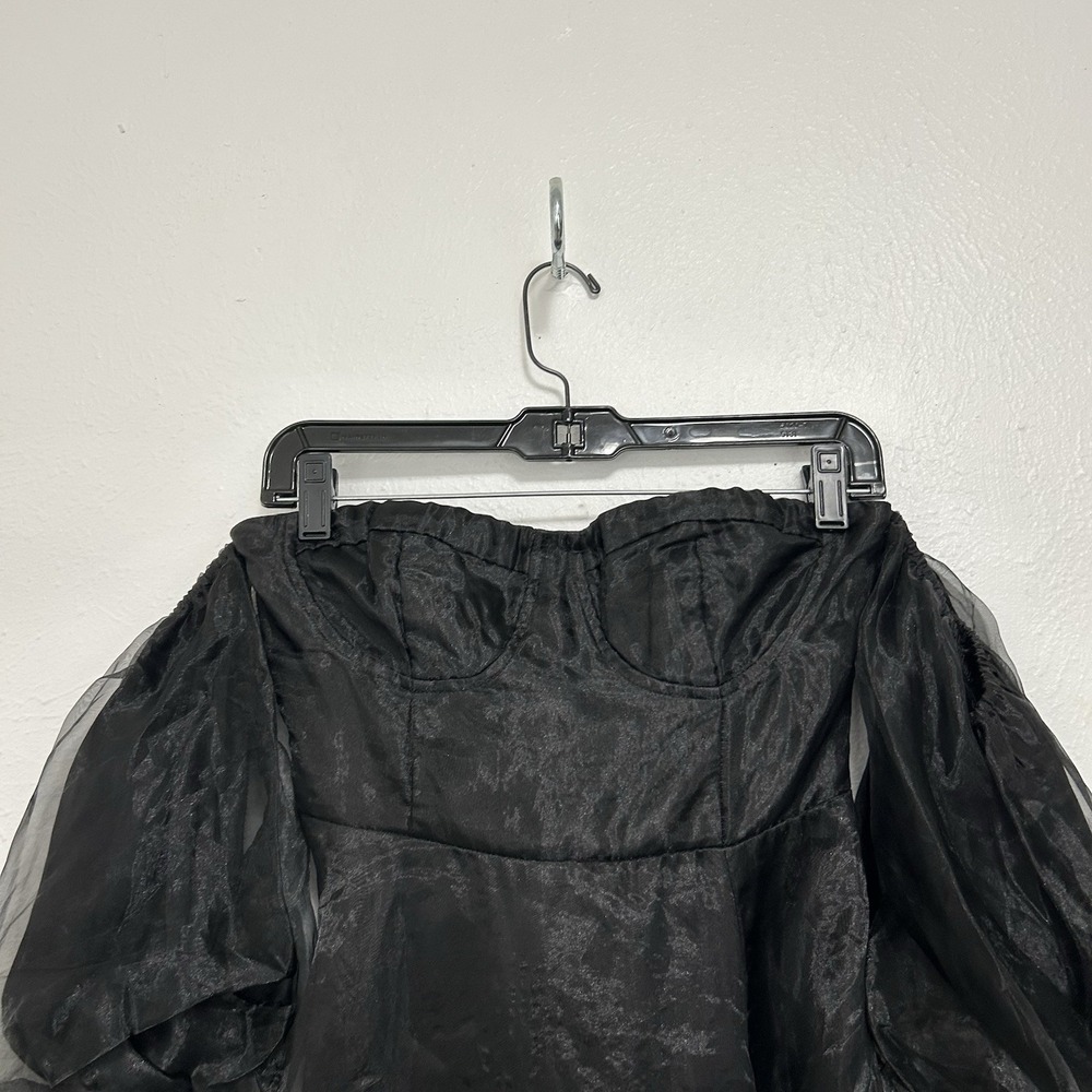 Lulus‎ True Excellence Black Bustier Off-The-Shoulder  Gown XS Hi Slit HOCO Prom - Picture 4 of 12
